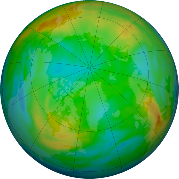 Arctic ozone map for 19 December 1980